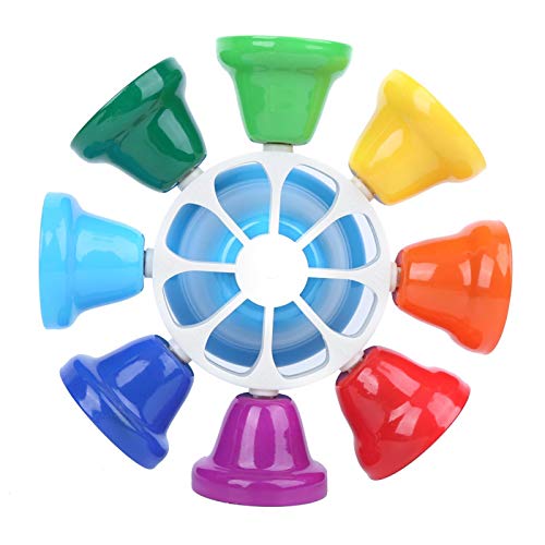 8 Tone Rainbow Bells, 8 Tone Hand Bells Rainbow Color Children's Musical Tambourine Toys Instrument Accessories