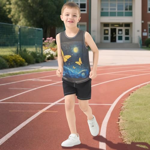 Butterfly Moonlit Ocean Boys Tank Tops Toddler Tank Top Shirts Undershirts Quik Dry for 3-15 Years,3T 5