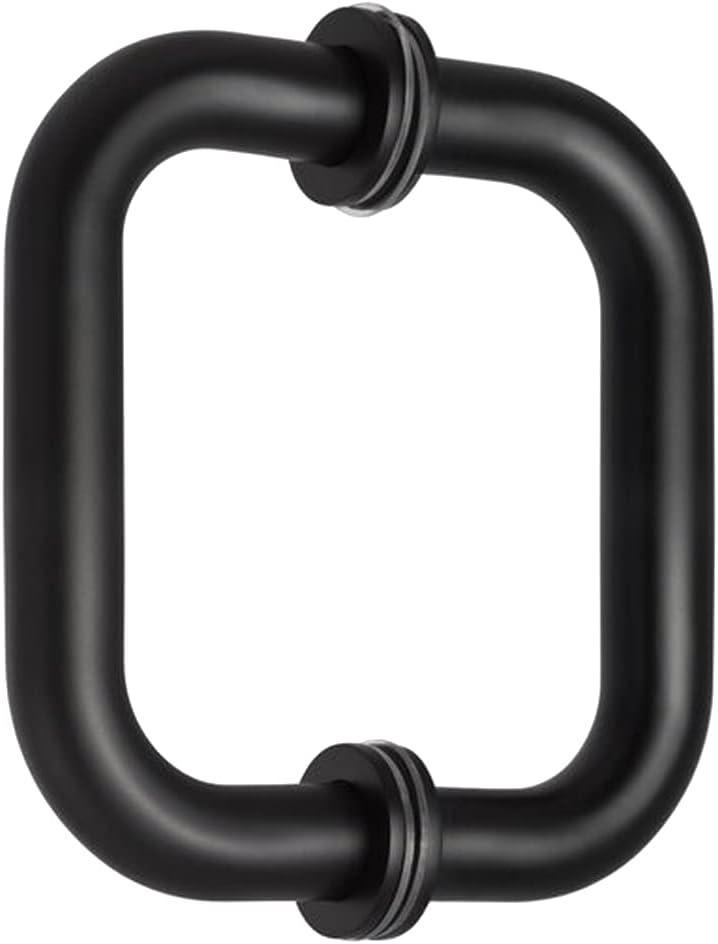 One Pair of Stainless Steel 304 Grade Tubular Round Back to Back Shower Door Pull Handle 3/4 Diameter, 6-Inch, Round, Matt Black Finish SSTB152B