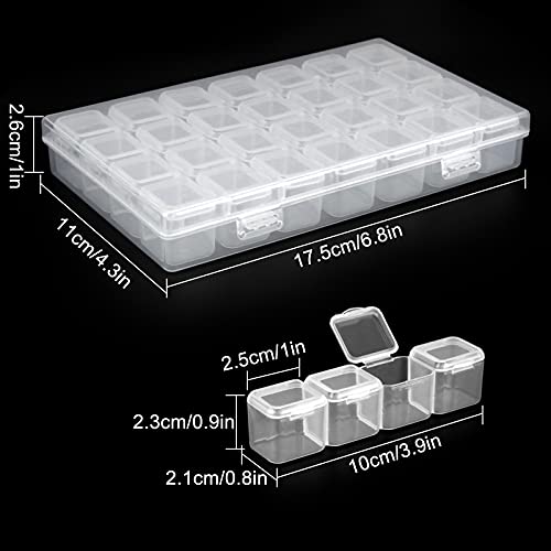 Image of Guyuyii 2 Pack 28 Grids Diamond Painting Storage Organizer | 56 Slots Bead Storage Containers with Snap-Lock Lids for DIY, Diamond Drills, Earrings, Jewelry, Small Craft Supplies