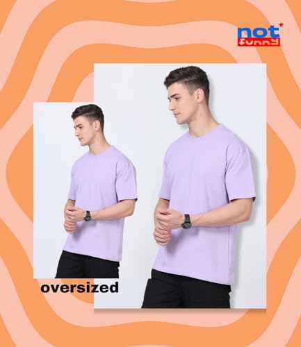 Image of Not Funny 280 GSM Pure Organic Cotton Oversized t Shirts for Men | Drop Shoulder Tshirt for Men & Boys (Available in Black, Blue, Beige,Orange & White)