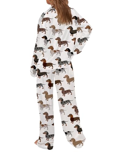 Image of SHESHOW Satin Pajamas for Women Set Long Sleeve Button Down Sleepwear 2 Piece Nightwear Women Pjs Sets Size XS-XXL