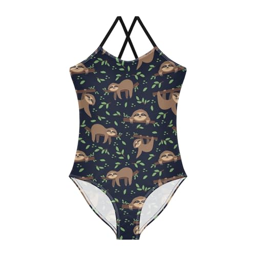 Girls Sloth Swimsuit One Piece Bathing Suit Kids Swimming Suits Beach Swimwear 3-10T