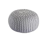 kreatives Wohnen Pouf Premium ø45cm Sitzhocker Strickpouf Innen Terrasse Pool Garten nachhaltig grau - Silbergrau