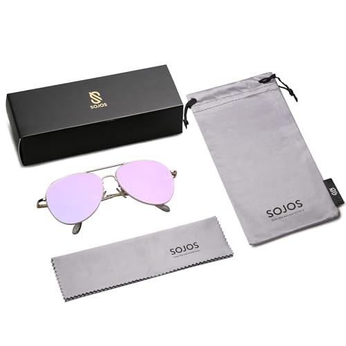 Image of SOJOS Classic Aviator Sunglasses for Women Men Metal Frame Spring Hinges SJ1030