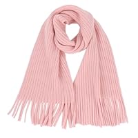 LA HUATE Kids Wool Knit Tassel Scarf Autumn Winter Neck Warmer Solid Color Warm Neckerchiefs