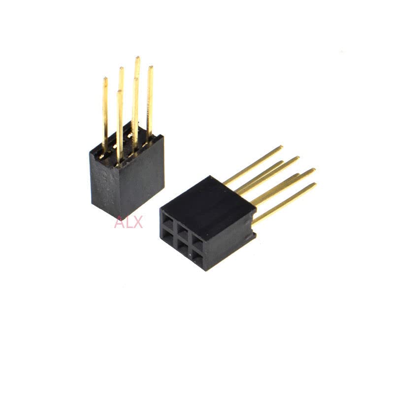 20PCS 6 PIN Double Row Straight Female PIN Header 2.54MM Pitch pin Long 11MM Strip Connector Socket 2X3 6PIN 2 * 3 for arduino PCB