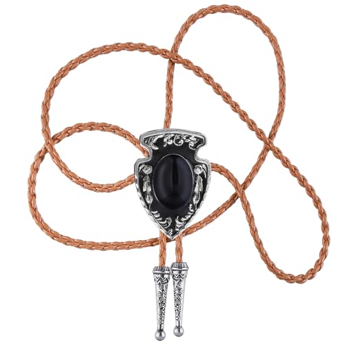 Image of Btilasif Bolo Tie Brown for Men, Scorpion Luminous Stone Cowboy Tie Western Leather Necktie Necklace for Women