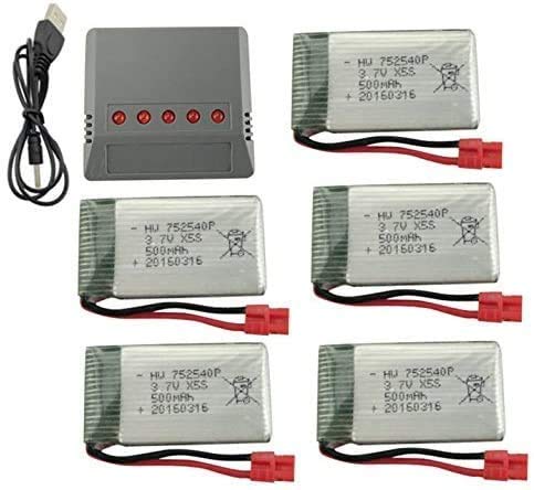 5PCS 3.7V 650mAh batería de litio con cargador 5 en 1 para SYMA X5HW X5HC cuadricóptero aéreo RC Drone batería repuestos 5PCS 3.7V 650mAh batería de litio con cargador 5 en 1 para SYMA X5HW X5HC cuadricóptero aéreo RC Drone batería repuestos