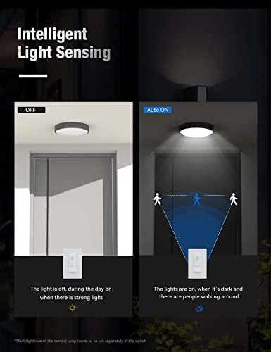 AIDA Motion Sensor Light Switch Occupancy Motion Activated Wall Switch, No Neutral Wire Needed, Ground Wire Required, Single Polefor CFL/LED/Incandescent Bulb, Included Wall Plate (2 Pack)