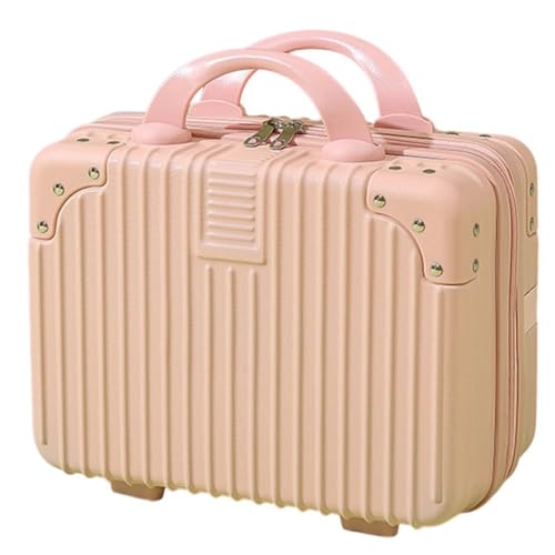 EVREFINミニスーツケース コスメポーチ 防水 大容量 14インチ かわいい ビジネス旅行 機内持ち込み可 (32*23*15,ピンク)