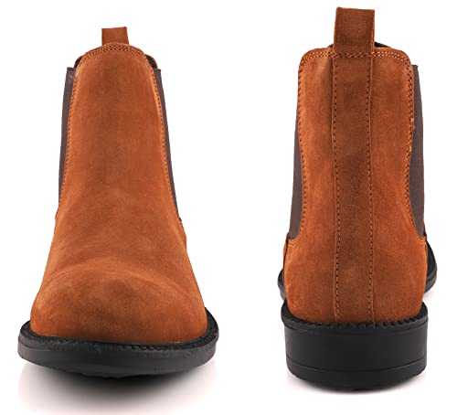 Freacksters Men's Beige Suede Leather Chelsea Boots Extra Cushion