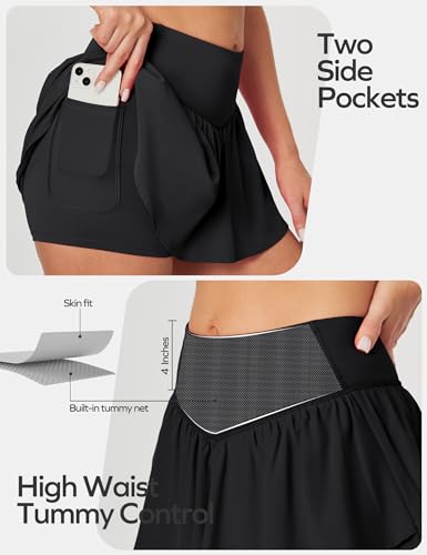 Ewedoos Womens Flowy Shorts with Pockets Tummy Control Athletic Shorts for Women Running Shorts Tennis Skirt Skort3
