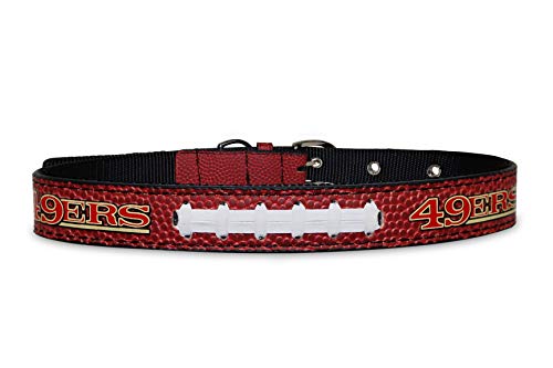 Pets First Tough Leather Pet Collar NFL SAN Francisco 49ERS Premium Dog Collar, Limited Edition, Size Medium. Best & Strongest Heavy-Duty Dog Collar!, Medium (16-20'' Long & 1'' Wide)
