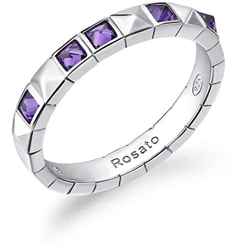 Bague argent 925 rhodié Rosato Cubica aux éclats de zircons