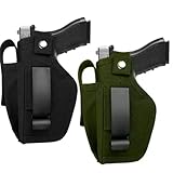 2 Pack Gun Holsters for Concealed Carry, Universal Inside Outside Waistband Holster w/ Magazine Pouc