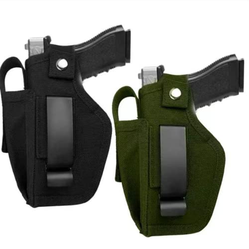 2 Pack Gun Holsters for Concealed Carry, Universal Inside Outside Waistband Holster w  Magazine Pouch, IWB Belt Holster for Right & Left Hand, Fits Subcompact Compact Full Size Pistols, Black & Green