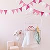 Amazon.com: 48pcs Pink Pennant Banner, Pre-Strung Imitated Burlap Fabic ...