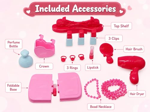 Image of Zest 4 Toyz Makeup Kit for Girls 3 in 1 Makeup Suitcase Kit with Makeup Accessories Pretend Play Set Portable Suitcase Beauty Set Toy Gift for Girls - Pink