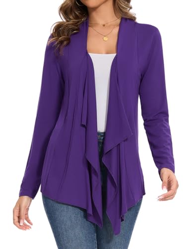 Image of Women's Casual Flowy Draped Open Front Cardigans Soft Cover Up Shrug