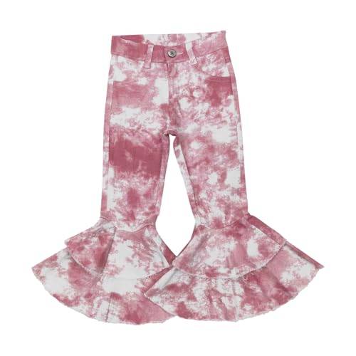 Todder P0399 Pink Girl Jeans Ruffle Bell Bottom