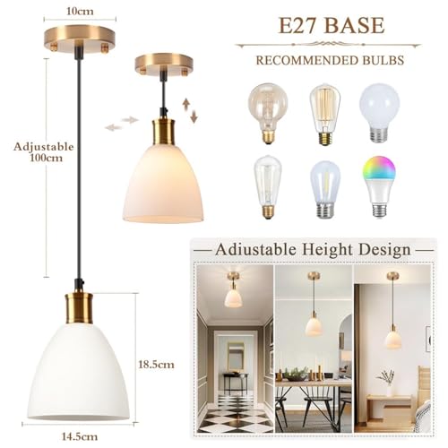 Luz colgante de vidrio moderna E27 para dormitorio minimalista pack de 2 7