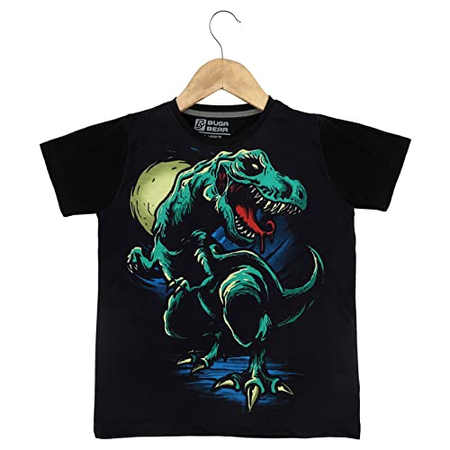 Buga Bear Stylish Round Neck Graphic Printed Cotton Tshirt for Boys Multicolored_{BB-BT46-07GD}