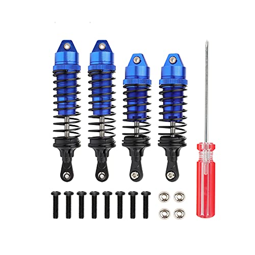 Pxyelec 4pcs Blue Aluminum Front Rear Shocks Absorber for 1/10 Traxxas Slash 4x4 4WD 2WD Rustler Stampede Upgrades Option Parts