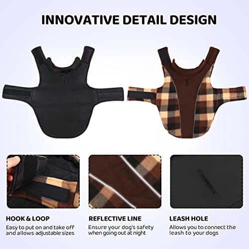 CITÉTOILE Warme Hundemantel Winter, Hundemantel mit Bauchschutz, Wintermantel für Hunde mit Reflektierend, Wendbarer Hundejacke Hundekleidung mit Geschirrloch, Braun, M