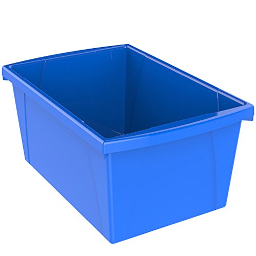 Image of Storex 5.5 Gallon Storage Bin - Plastic Classroom Organizer for Books and Supplies, Blue, 1-Pack (61482C06C)