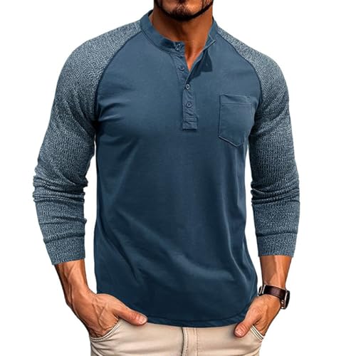 T-Shirts pour Hommes Henley Chemises à Manches Longues Décontracté CS44