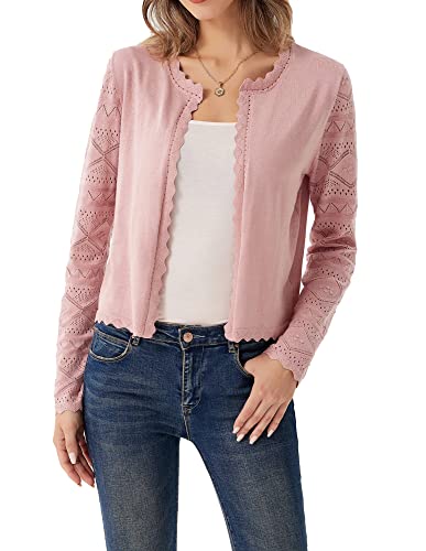 GRACE KARIN Damen Bolero Rundhals Kurz Jacke Elastisch Lighweight...