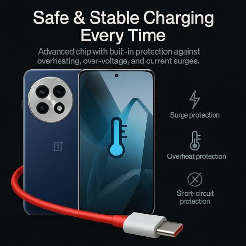 Image of Hoerrye 80W Supervooc Type A to C 1M Fast Charging Cable Oneplus for 13S /13R /13 /12 /12R /Nord 4 /CE 4 /11 /11R /10Pro / 10R /10T /9RT /9R /8R /8T /6 /6T /7 /7T /Tablet /Laptop (Dash,Warp) 80Watt USB C Charging, Red