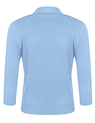 Image of URRU Women's Classic 3 /4 Sleeve Open Front Cropped Cardigan Sweater Lightweight Knit Short Shrugs