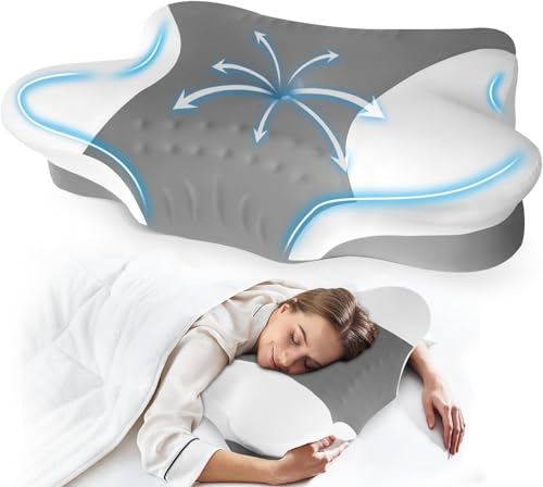 Puzzlandia Cervical Neck Pillows with Memory Foam - Ergonomic Neck Support Pillows for Pain Relief Contour Memory Foam - Adjustable Orthopedic Bed Pillows with Breathable Pillowcase for Sleeping