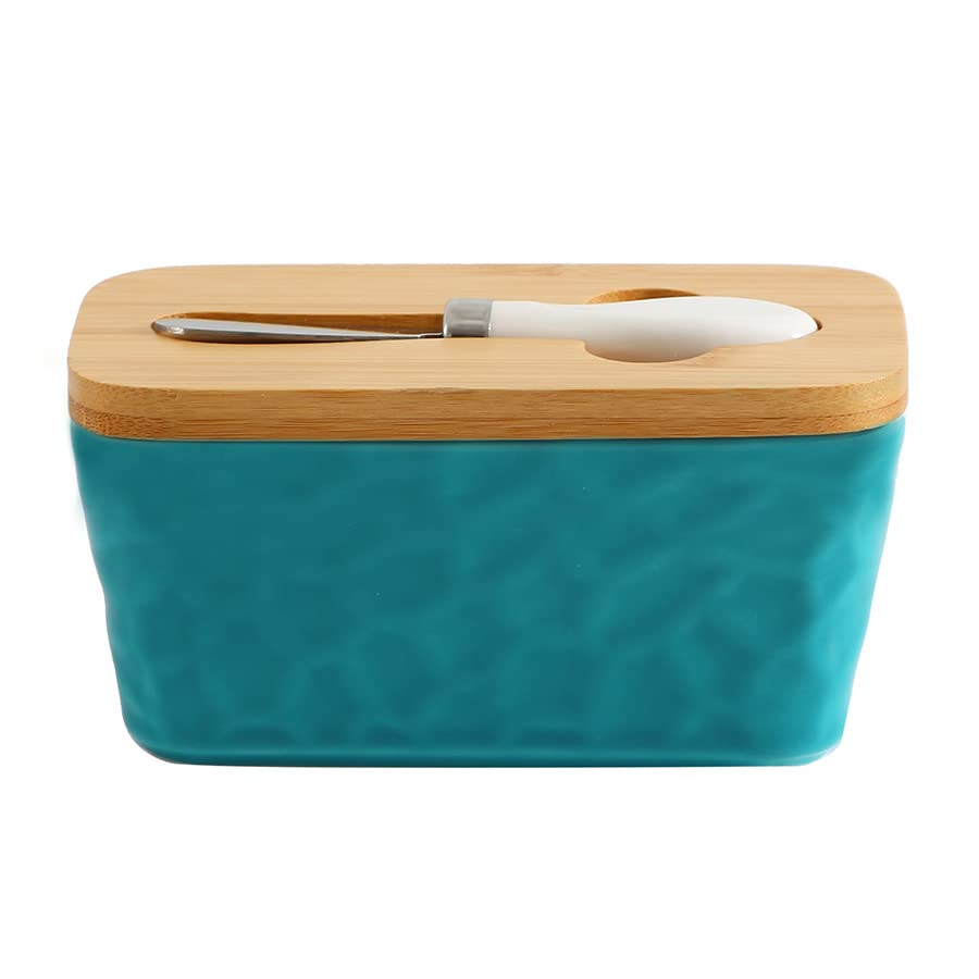 Beurrier rectangulaire en porcelaine avec couvercle pour comptoir de service