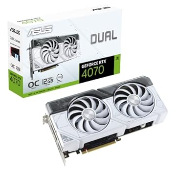 ASUS Dual GeForce RTX™ 4070 White OC Edition 12GB GDDR6X (PCIe 4.0, 12GB GDDR6X, DLSS 3, HDMI 2.1, DisplayPort 1.4a, design de slot 2.56, design de ventilador Axial-Tech, tecnologia 0dB e mais)