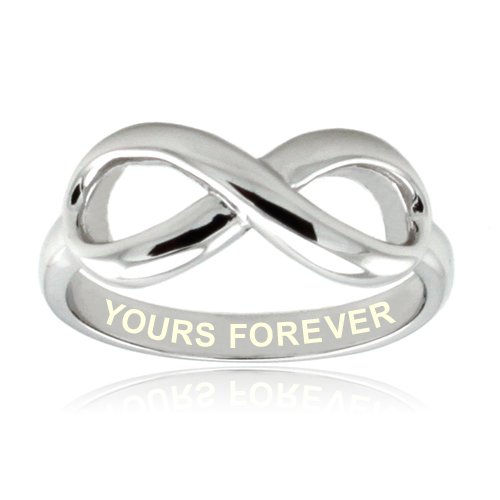 Imagen de Yours Forever  de Plata Esterlina Anillo Infinito Grabado Tamaño 18