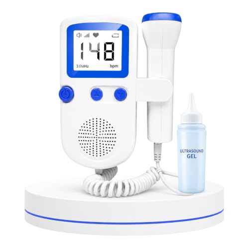 Image of Portable Fetal Doppler Baby Heart Monitor for Pregnancy with Inbuilt Speaker, Large Display Size | for Home & Clinic | Batteries Included