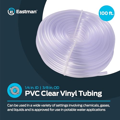 Image of Eastman 1 /4 Inch ID (3 /8 Inch OD) PVC Clear Vinyl Tubing, 100 Foot Length, 98618 (Pack of 4)