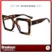Breaksun Oversized Blue Light Glasses for Women Fashion Thick Square Computer Eyewear Non-Prescription Black Glasses (Brown Tortoise)