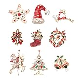 SUPVOX Broches Noël Femme Lot 9 Broche Strass Cristal Accessoires Bijoux Cadeau Pour Sac ...