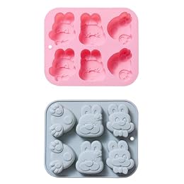 DONGKER Animal Silicone Molds,2 PCS 6-Cavity 3D Forest Animals Cake Baking Molds for DIY Sugar Craft Candy Chocolate Ice Cube Tray Soap