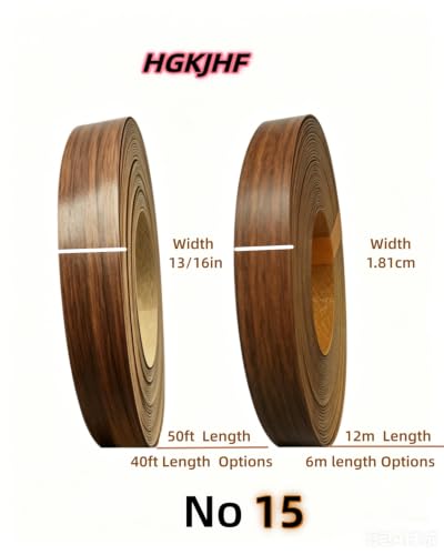Image of HGKJHFmelamine Edging Tape. 13 /16in*50ft,pre Coated with hot melt Adhesive Flexible Veneer Edge Edging, Used for Cabinet and Furniture Maintenance (No15-Walnut Color, 13 /16in*50ft)