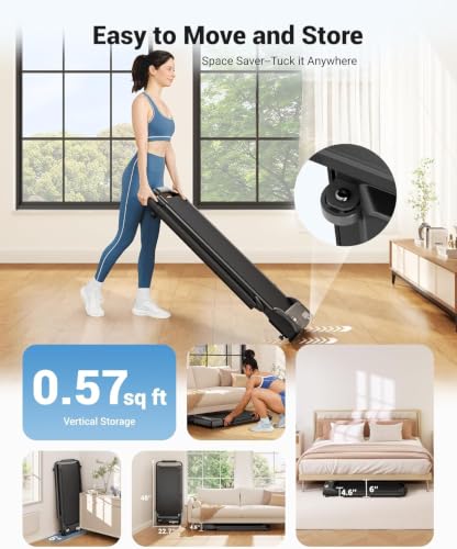 Image of THERUN Walking Pad with Handle Bar, 2 in 1 Under Desk Portable Treadmill