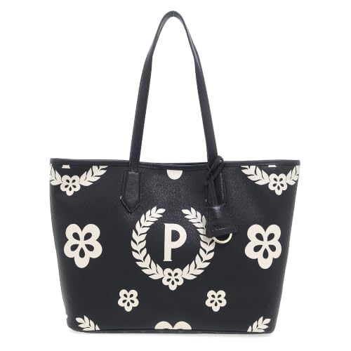 Pollini Tote Bag Heritage grand format noir avec maxi logo central