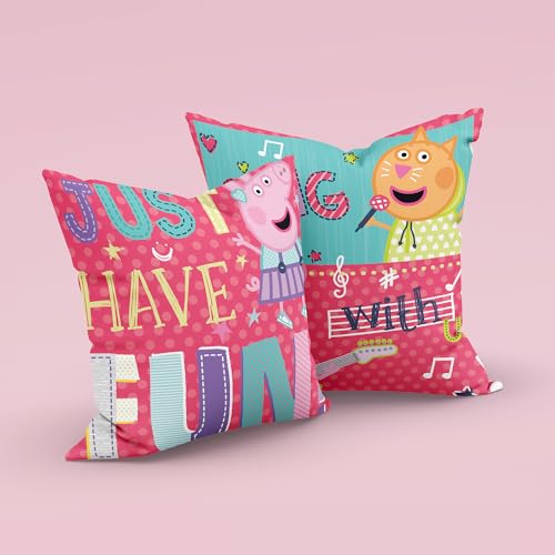 Image of Sassoon Peppa Pig Reversible Cartoon Printed Cushion Cover, Pink (Pack of 1)