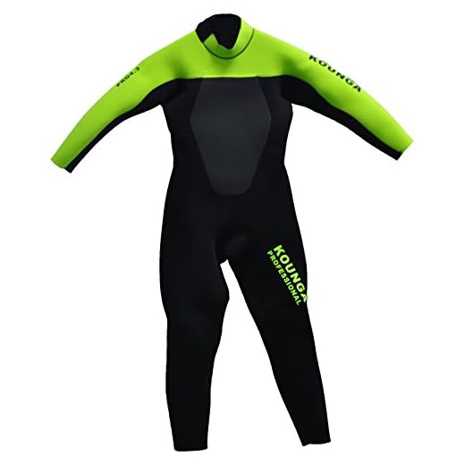 Kounga Jungen Pro 4.3 Neoprene Surfing 4/3 Neoprenanzug, Schwarz/Grün, 36