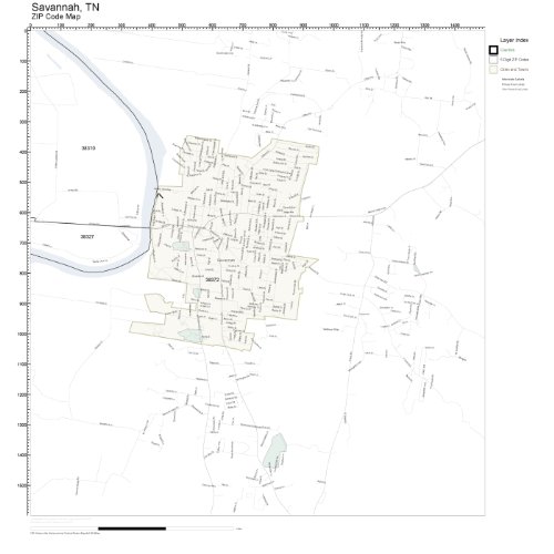 ZIP Code Wall Map of Savannah, TN ZIP Code Map Laminated
