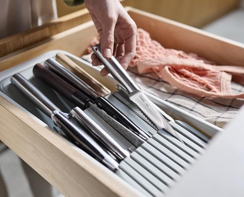 Image of Joseph Joseph DrawerStore 2-Tier Knife Kitchen Drawer Organizer, Holds up to 11 Knives, Disassembles for Easy Cleaning, Recycled Plastic